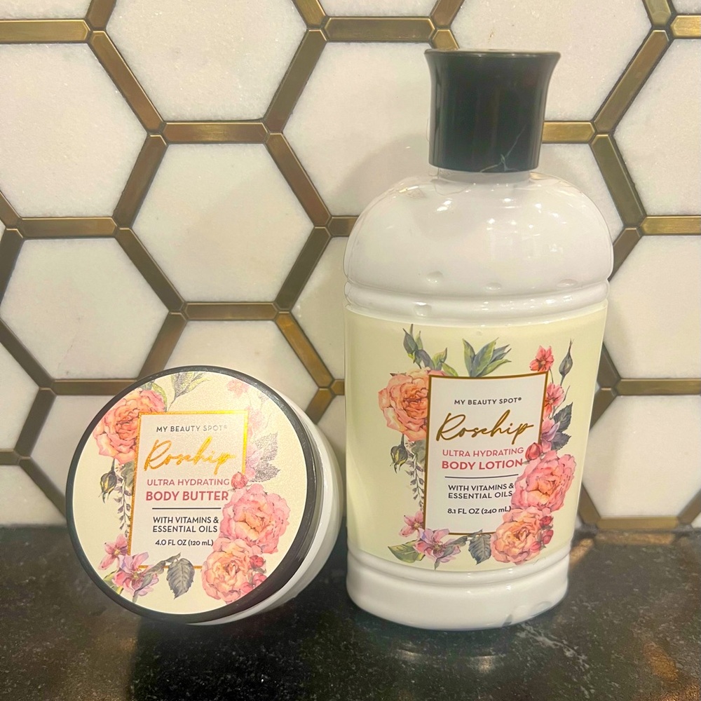 ROSEHIP body lotion 8.1 oz and body butter 4 oz The Beauty Spot NEW